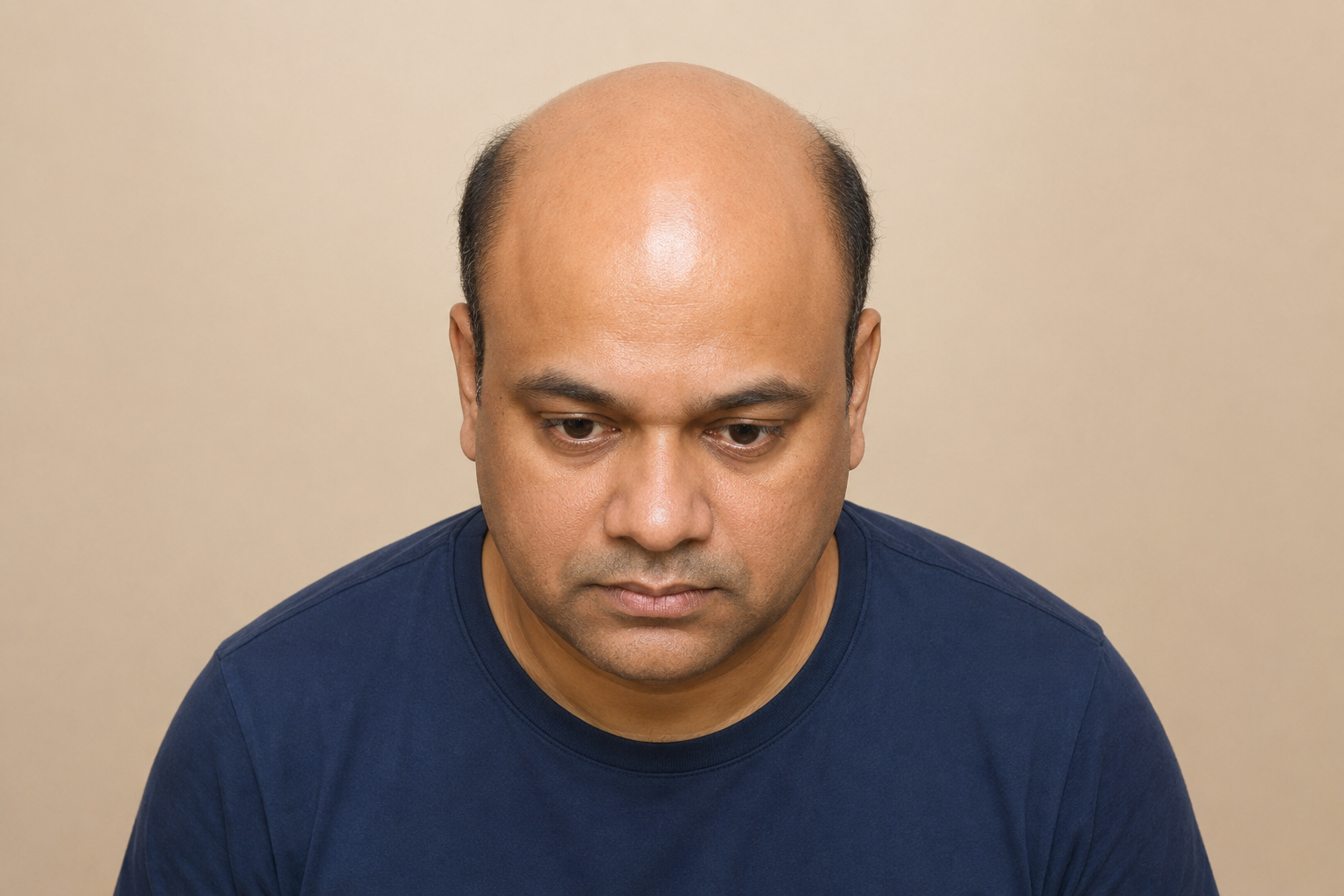 Before image showing visible hair thinning for comparison